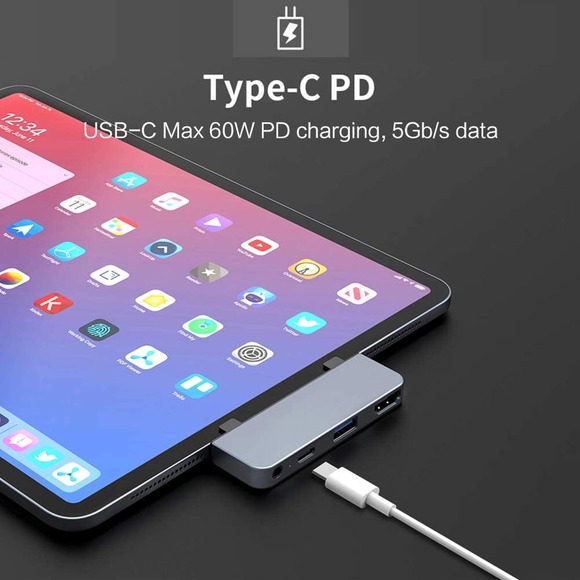 HyperDrive USB C Hub Adapter for iPad Pro 2020 2019 2018 11”/ 12.9" - Picture 3 of 3